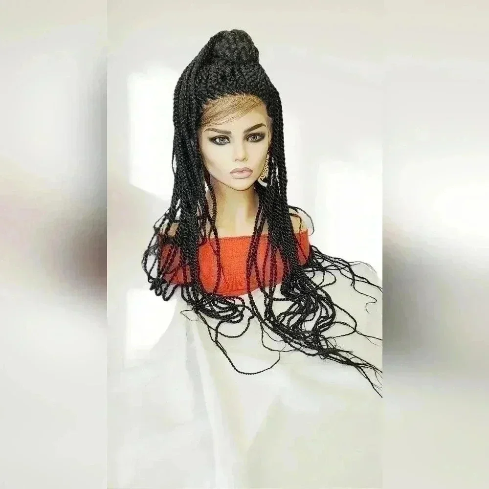 Braided lace wigs,  100% handmade NWOT,  long braids,  updo  half ponytail # 1